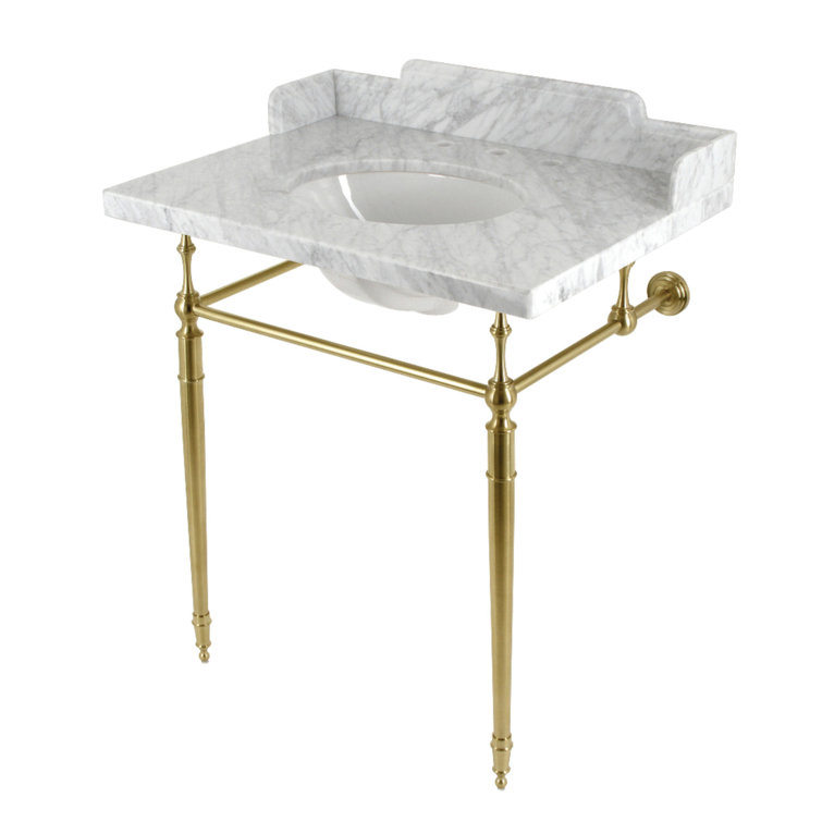 Kingston Brass Marble Oval Console Bathroom Sink with Overflow Wayfair